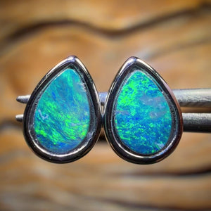 Sterling Silver - Australian Boulder Opal Doublet Stud Earrings