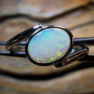 OpalFest BargainCard! Sterling Silver - Solid South Australian Crystal Opal Ring