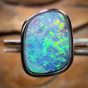 Sterling Silver - Queensland Boulder Opal Doublet Ring