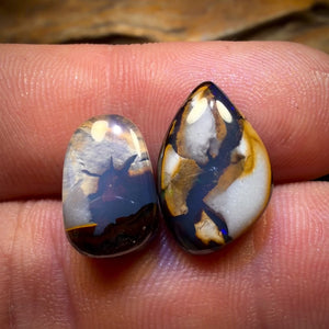 14.1cts - Yowah Nut Crystal Centre Opal Pair Polished