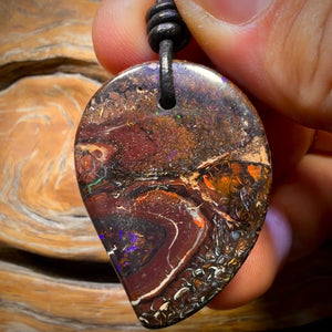 40 x 29mm - Drilled Tribal Queensland Boulder Opal Necklace