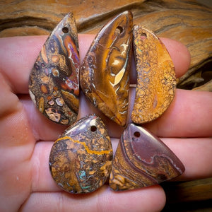 147.3cts - 5x Drilled Queensland Boulder Opals. Wholesale Parcel