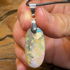 Sterling Silver - Australian Boulder Opal Drilled Pendant