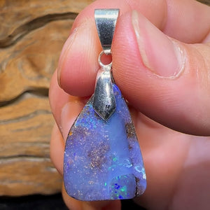 Sterling Silver - Australian Boulder Opal Drilled Pendant