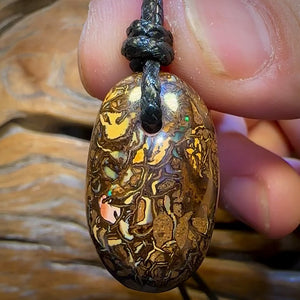 31 x 19mm - Drilled Boulder Opal Pendant w/ Eco Friendly Vegan Cord