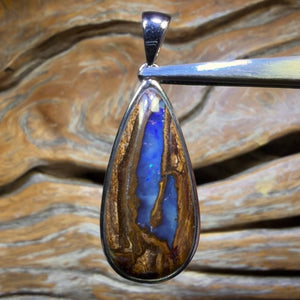 Sterling Silver - Solid Boulder Seam Opal Pendant
