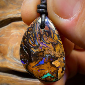 31 x 21mm - Drilled Tribal Queensland Boulder Opal Necklace