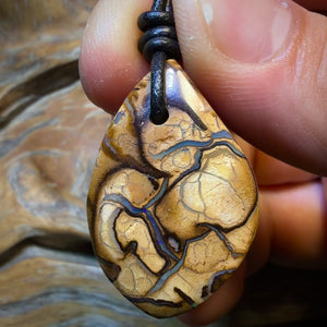 32 x 21mm - Blonde Tribal Art! Drilled Tribal Queensland Boulder Opal Necklace