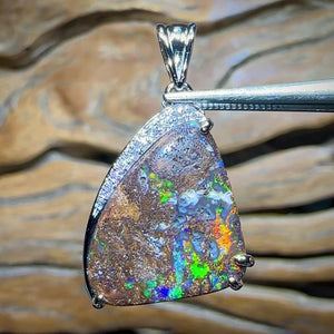 Sterling Silver - SOLID Australian Boulder Opal Pendant