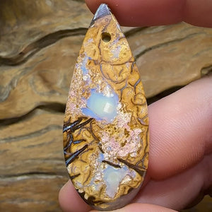 53 x 22mm - Drilled Australian Boulder Opal. TRIBAL PATTERN