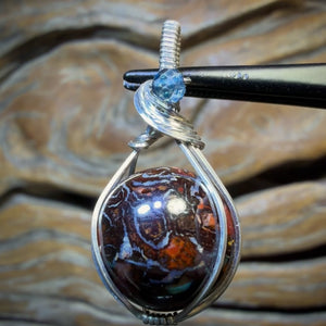 TGIF Sterling Silver - Yowah Nut Opal Bead Pendant with Blue Topaz