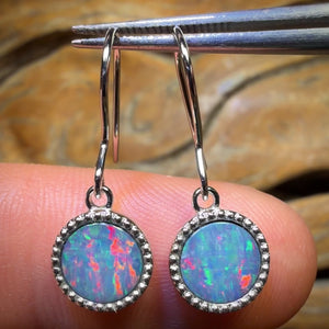 Sterling Silver - Australian Boulder Opal Doublet Hook Earrings