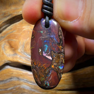 35 x 17mm - Drilled Tribal Queensland Boulder Opal Necklace