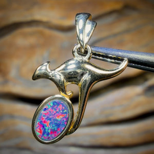 Sterling Silver - Australian Boulder Opal Doublet ROO Pendant