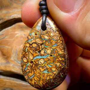 35 x 22mm - Drilled Tribal Queensland Boulder Opal Necklace