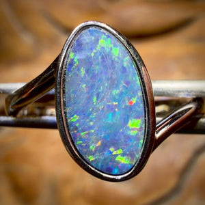 🔨 AUCTION 🔨 Sterling Silver - Queensland Boulder Opal Doublet Ring