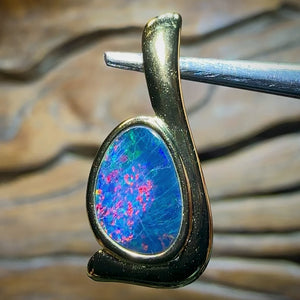 Plated Sterling Silver - Australian Boulder Opal Doublet Pendant. Bargain Line