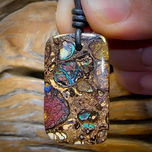 35 x 21mm - Drilled Tribal Australian Boulder Opal Necklace