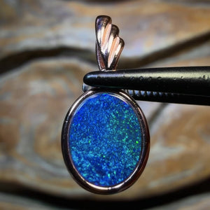 Bargain Card! Sterling Silver Rose Gold Plated - Queensland Boulder Opal Doublet Pendant