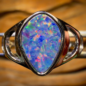 Sterling Silver - Queensland Boulder Opal Doublet Ring UNISEX