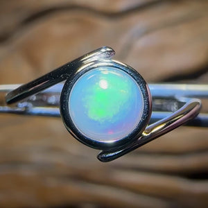 Sterling Silver - South Australian Solid White Opal Ring