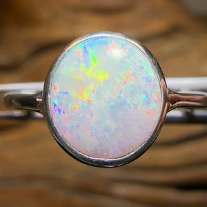 Sterling Silver - Solid Lightning Ridge Opal Ring