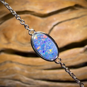 Sterling Silver - Australian Boulder Doublet Opal Bracelet