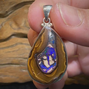 🔨 AUCTION 🔨 Reserve 💎 High Roller Banger Auction 💎 Sterling Silver - Eye Kernel Boulder Opal Pendant New Price Bargain