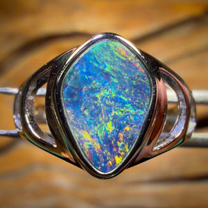 Sterling Silver - Queensland Boulder Opal Doublet Ring UNISEX