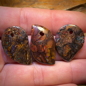 50.9cts - 3x Drilled Queensland Boulder Opals. BARGAIN Wholesale Parcel