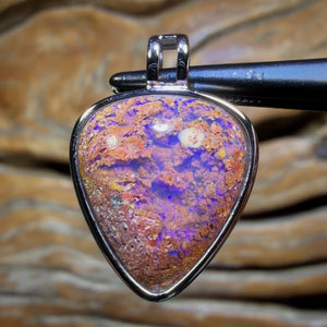 Sterling Silver - Solid Queensland Boulder Pipe Opal Pendant