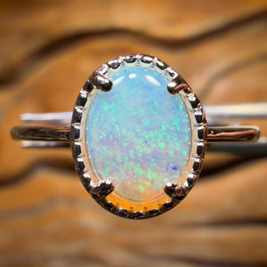 Sterling Silver - Solid South Australian Crystal Opal Ring