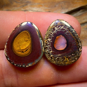 27.2cts - Yowah Nut Tribal / Crystal Centre Opal Pair