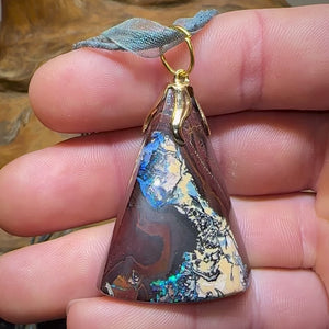 Sterling Silver Plated - Solid Australian Boulder Opal Pendant