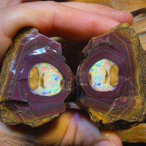 923.8cts - Huge SUPER RARE “Celebrity Rough” Yowah Nut Crystal Centre Pair. Found on ‘OUTBACK OPAL HUNTERS’!