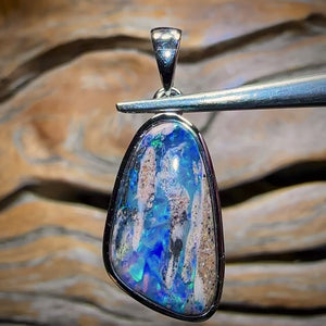 Sterling Silver - Solid Queensland Boulder Pipe Opal Pendant