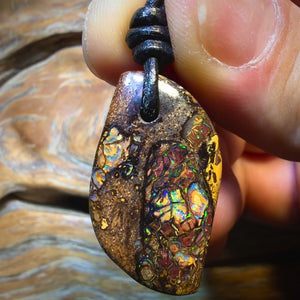 TGIF 30 x 17mm - Drilled Tribal Queensland Boulder Opal Necklace