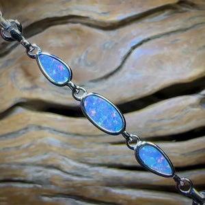 Sterling Silver - Australian Boulder Doublet Opal Bracelet
