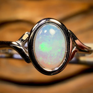 Bague en argent sterling avec opale de cristal d'Australie du Sud
