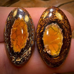 39.8cts - Super Rare Yowah Nut Crystal Centre Opal Pair