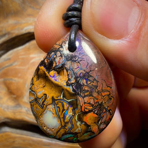 30 x 23mm - Drilled Tribal Queensland Boulder Opal Necklace