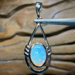 Sterling Silver - Solid South Australian Crystal Opal Pendant