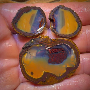 136.3cts - 3x Yowah Nut Crystal Centre Rough Specimen Parcel