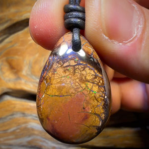 29 x 19mm - Drilled Tribal Queensland Boulder Opal Necklace