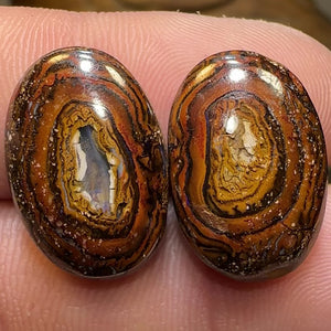 28.6cts - Tribal Pattern Yowah Nut Kernel Opal Pair