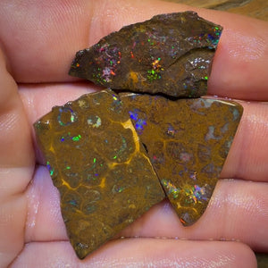 🔒Dealers Wildcard! 74.1cts - 3x Australian Boulder Opal Rough Parcel