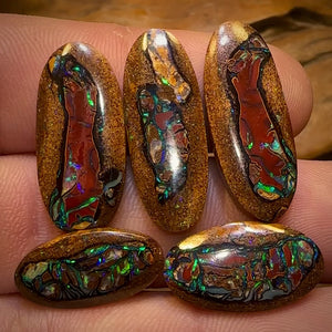 🔒36.3cts - 5x Tribal Queensland Boulder Opal Set