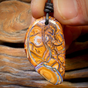 42 x 24mm - Drilled Tribal Queensland Boulder Opal Necklace
