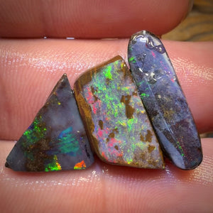 🔒26.9cts - 3x Australian Boulder Seam Opal Rubs Parcel