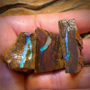 304.1cts – 3x Queensland Boulder-Opal-Rohsteinpaket aus Duck Creek